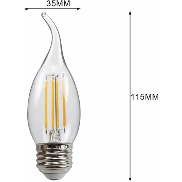 10-pack C35 LED-glödlampor 220V/240V 4W Edison (C35 Tail E27) KLB