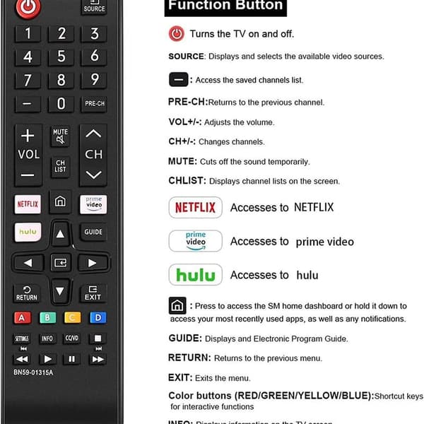 Universal fjernkontroll for Samsung Smart TV