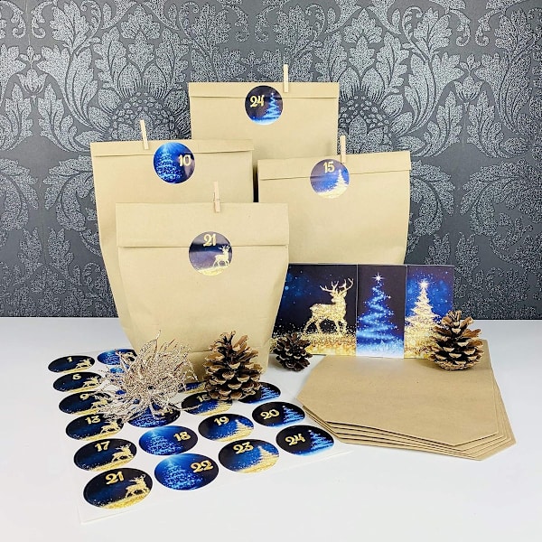 Ändlöst ge Advent-kalenderpåsar för DIY-hantverk och jul KLB