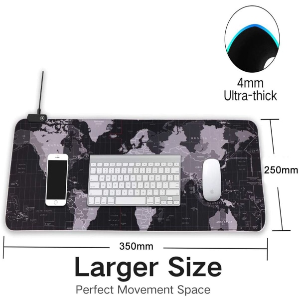 RGB Gaming Mouse Pad LED Muse Pad Glat overflade Kort 350x250x4mm