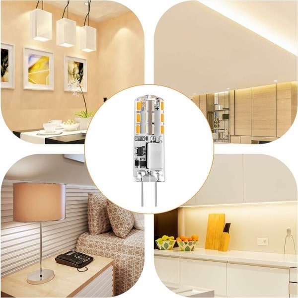 G4 LED-pærer 12V AC/DC Varmhvit 3000K 120LM, 2W, 15-20W Halogen G4 Energisparende JC-type Bi-Pin Erstatningskapsel, Ikke-dimbar Lys (10 stk) KLB