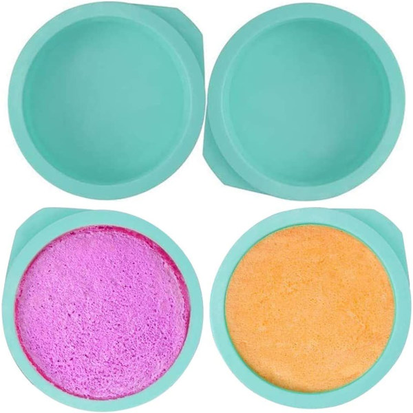 Rund silikone kageform bageform 6 tommer non-stick bageform silikoneform til kager brød tærte 4 stykker-