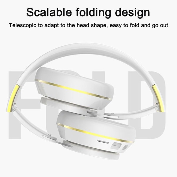 Bluetooth-kuulokkeet, langattomat taitettavat stereokuulokkeet, valkoinen