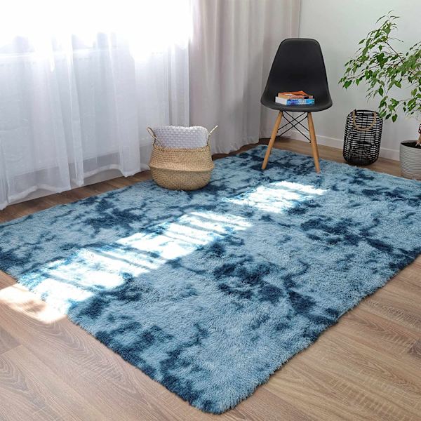 Hög lugg vardagsrumsmatta lång lugg 100x160 cm-vardagsrumsmatta sovrumsmatta mjuk och fluffig utomhusmatta turkos mönster