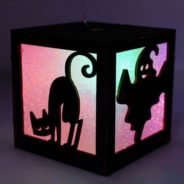 Halloween dekoration lys træ græskar spøgelse heks KLB
