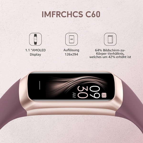 SmartWatch for kvinner og menn med 1,10 tommers AMOLED berøringsskjerm