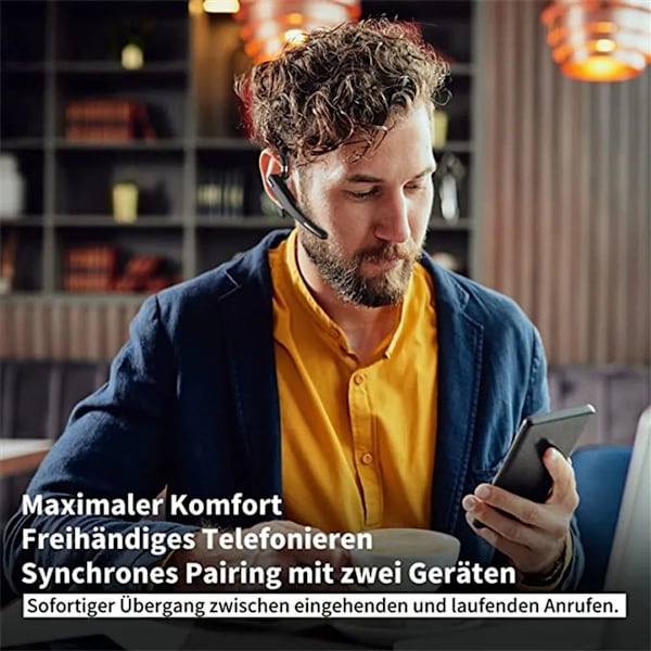 Headset med mikrofon Bluetooth, 2,4 GHz hörlurar trådlösa med laddningsbox LED