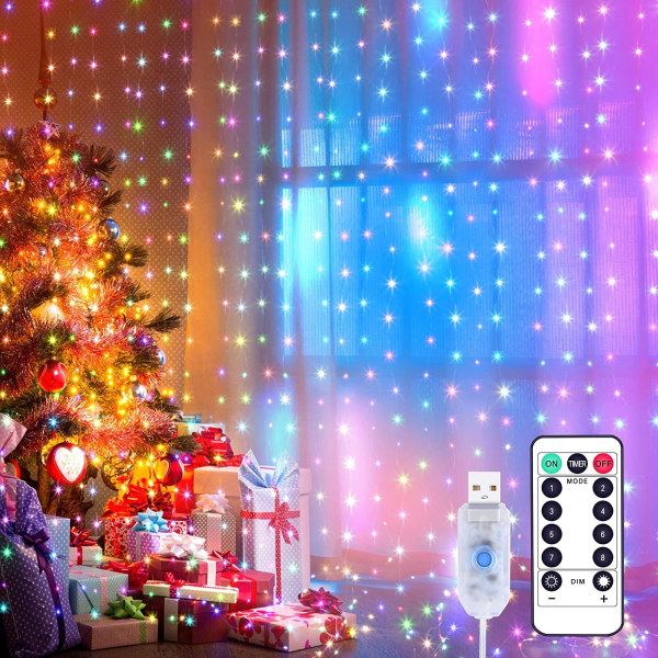 Ljusridå LED ljusslinga LED ljusslinga gardin, vattentät dekoration för jul, festdekoration, inomhusbelysning