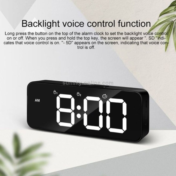 XM905 Multifunktionell ljudstyrd väckarklocka LED elektronisk väggklocka (svart)