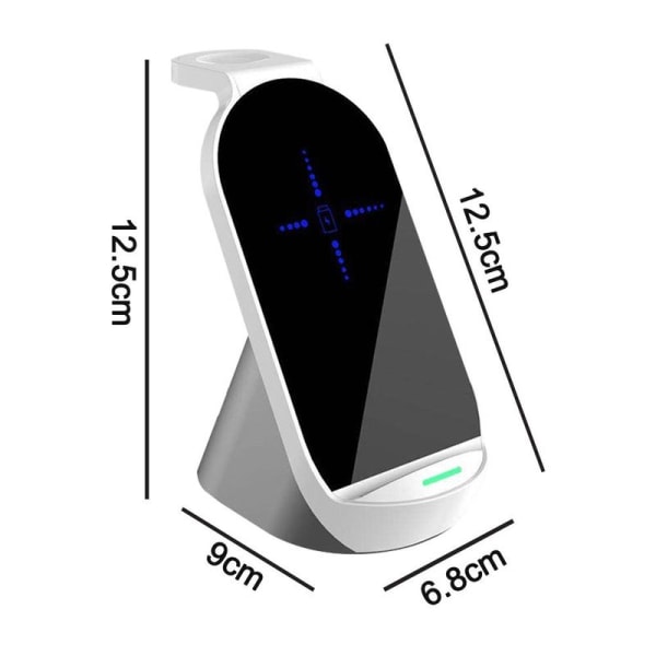 3 i 1 induktiv ladestasjon, rask trådløs ladestasjon hvit