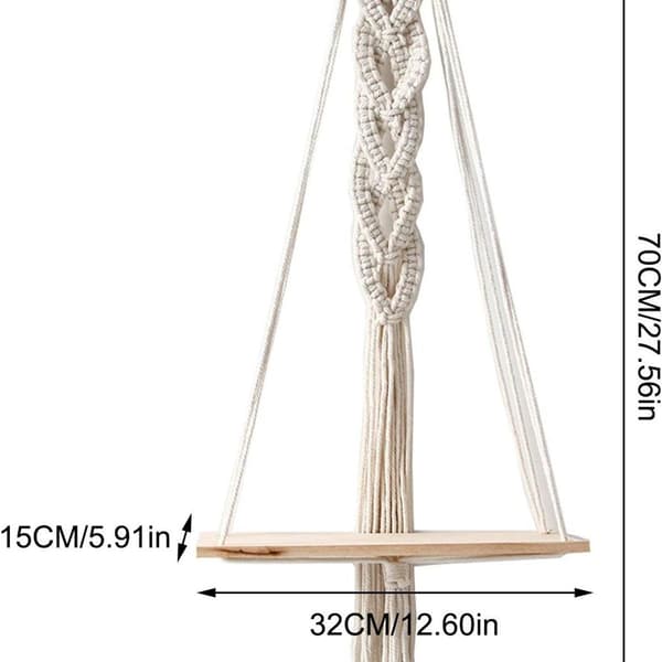 Macrame väggdekoration i trä, boho väggdekoration gobeläng växtkruka, KLB