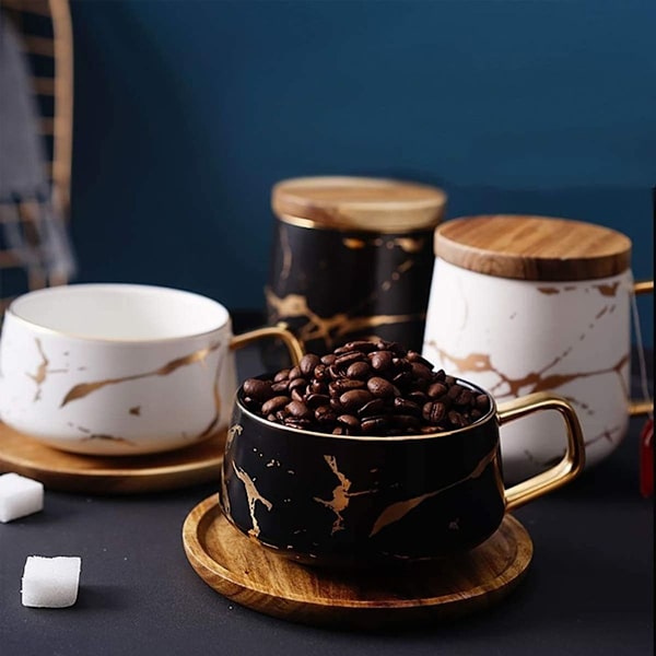 Cappuccino kaffekop med skål, 300 ml porcelæn espresso