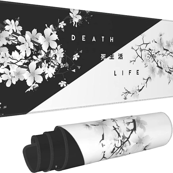 Svartvitt körsbärsblomma musmatta Sakura Death Life Extended