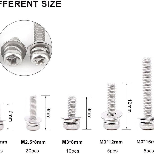 160 stk. skivemøtrik rundhoved M2 M2.5 M3 M4 M5 KLB