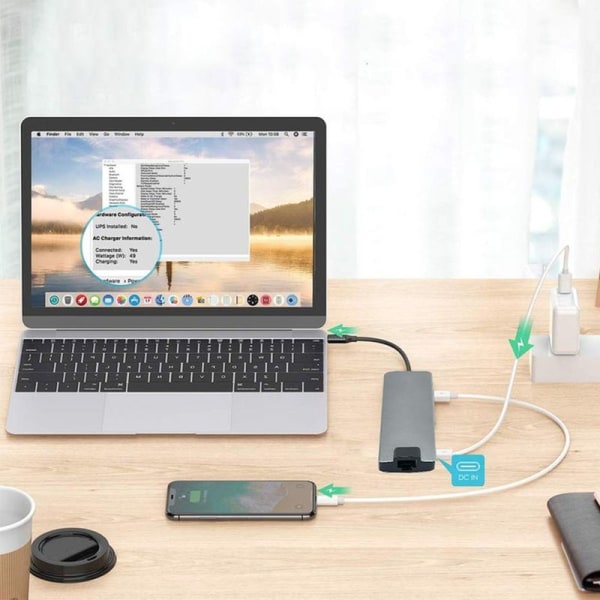 6-i-1-typ-C-till-HDMI-adapter med 87 W USB-C PD-strömförsörjning,