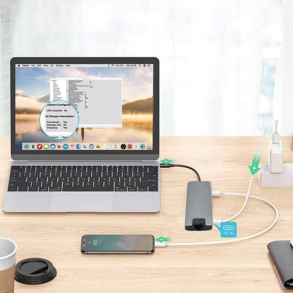 6-i-1 Type-C til HDMI-adapter med 87 W USB-C PD Power Delivery