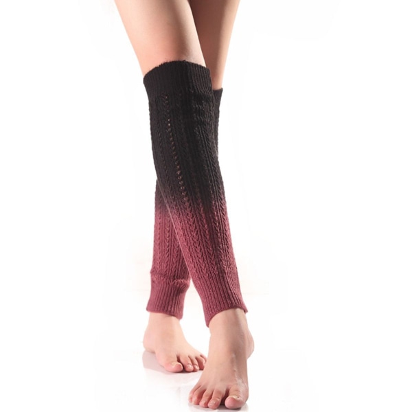 Dammode Vinter Leggings Stövlar Långa Benvärmare Stickade Virkade Sockor Svart KLB