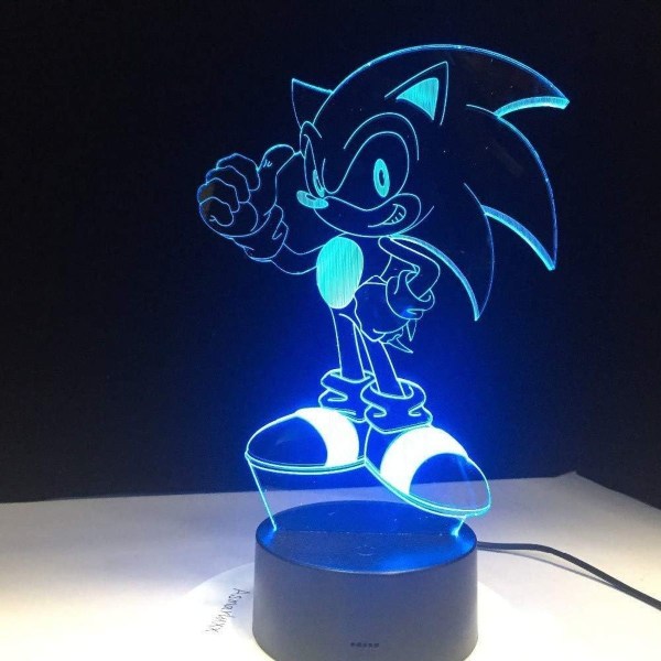 Lamppu Sonic The Hedgehog 3D LED-pöytälamppu yövalo lukulamppu lapsille lahja US KLB