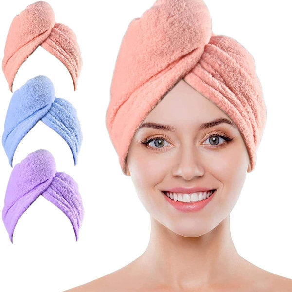 Hårhandduk turban, hårturban 3 stycken hårturban torkar snabbt, hårturban mik KLB