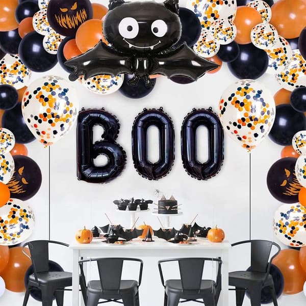 12\" Konfettifyldte Balloner i Orange og Sort til Halloween