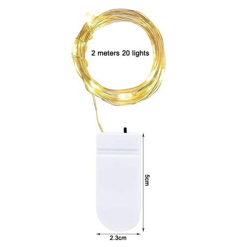 16 Pakk LED-lys Batteridrevet Fe-lys Varmt Hvit