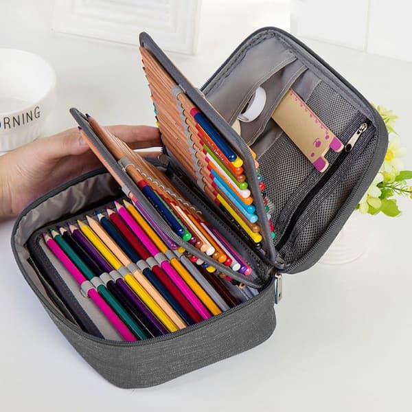 Stationery Organizer Pen Bag Pencil Case Office Grå KLB