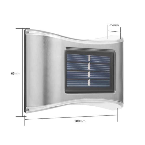 6 LED Solar Hage Rustfritt Stål Opp og Ned Vegglys (Hvit Lys)