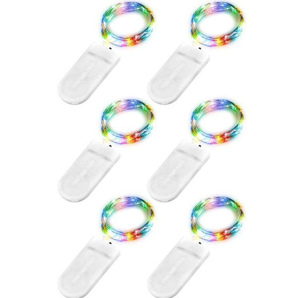Pakke med 6 LED-lyskæder batteri, 2M 20 LED kobbertrådslyskæder KLB