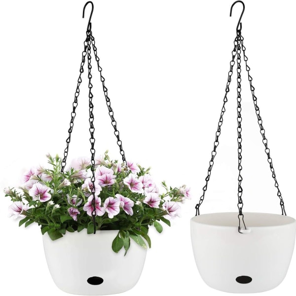 24CM Automatiske Vandingsblomsterpotter, Runde PP Plastplanter med Vandingshul