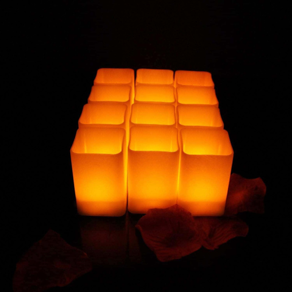12 vilkkuvaa liekitöntä LED-kynttilää - lämmin valkoinen - Halloween-joulukoristeet (M)