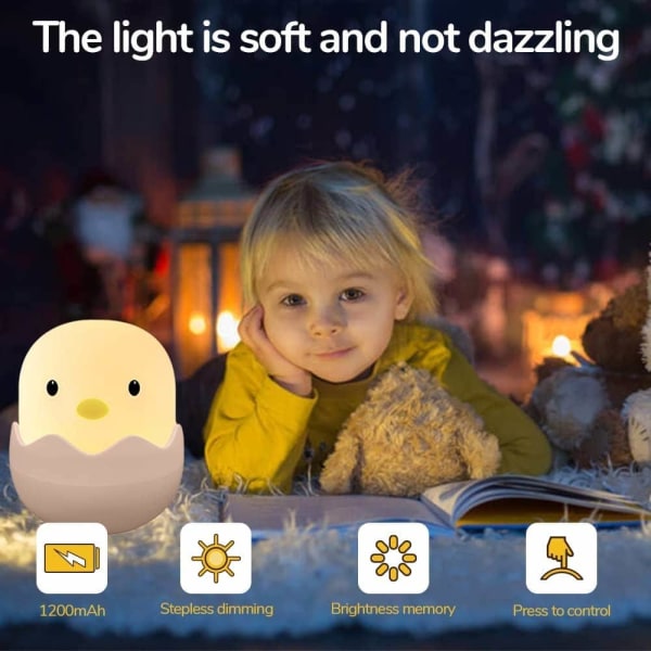 Silikone sengelampe, natlys til børn, genopladeligt USB-lys, justerbar lysstyrke og farve, fødselsdags- og julegaver