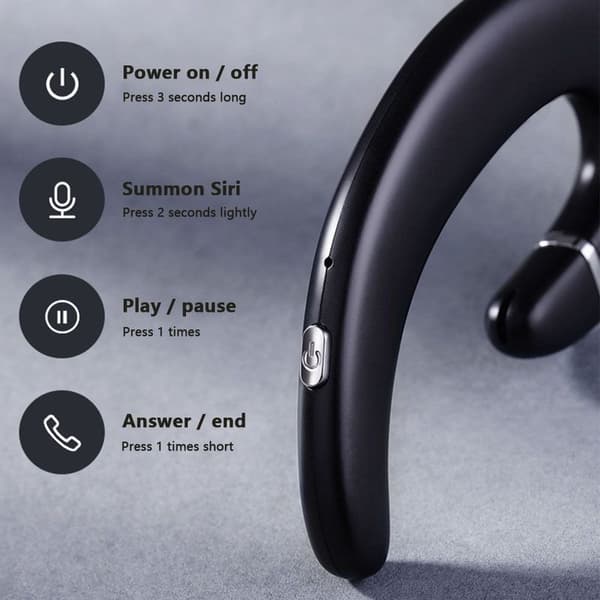Bluetooth-hörlurar med öronkrok, headset utan svart