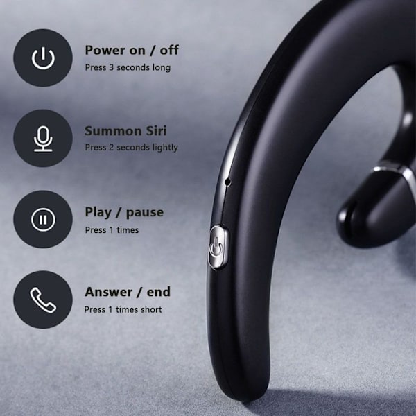 Bluetooth-hovedtelefoner med ørekrog, headset uden sort