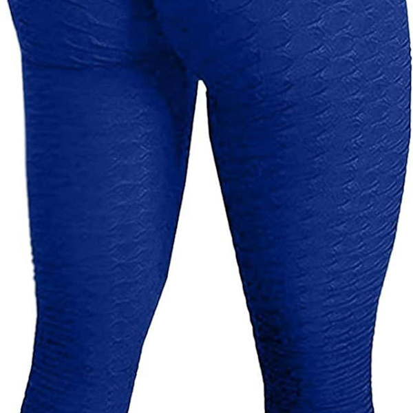 Berømte leggings, kvinners rumpe løftende yogabukser høye 01 blå KLB