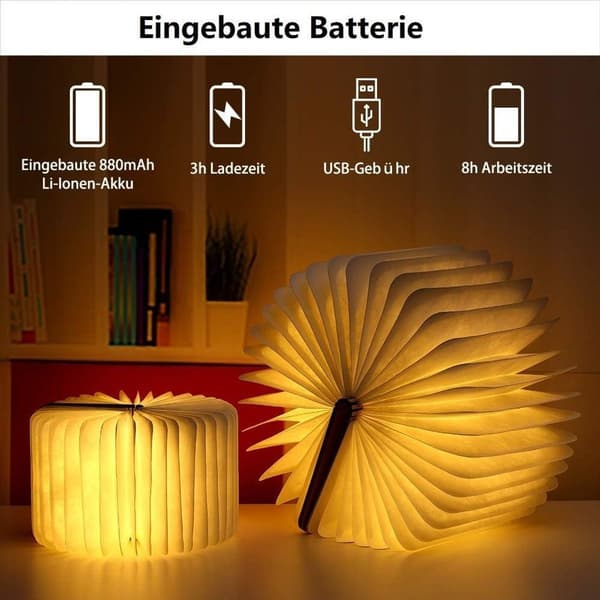 Træ sammenklappelig boglampe, magnetisk LED boglampe, KLB