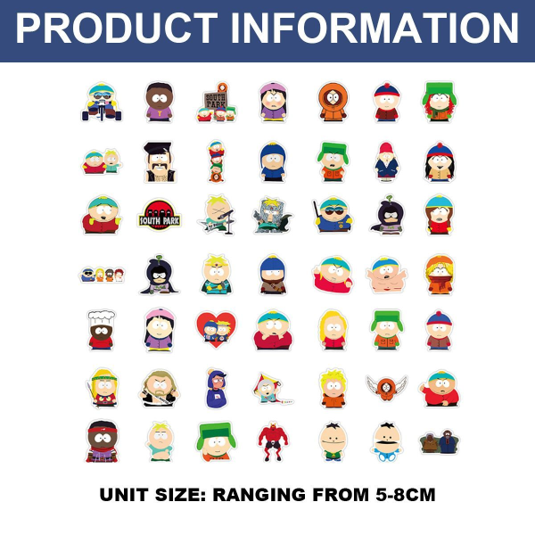 100 st South Park Sticker Pack Trendiga vinyldekaler från KLB