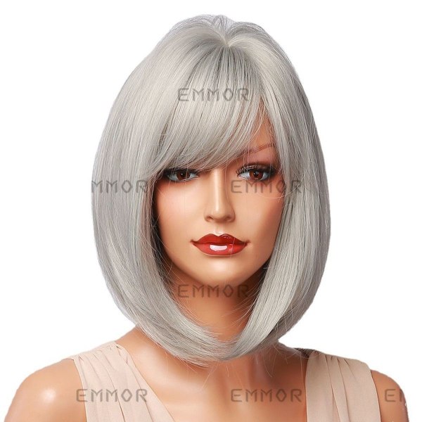 Women's wig part with curly tail, silver high temperature wire