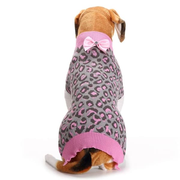 Vinter Leopard Varmt Kattesweater Mode Strikket Vest til Katte M