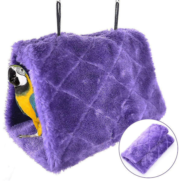 Talvinen lämmin linnunpesätalo, liiterimökki riippumatto, pehmeä täytetty linnunmaja suoja hamsterille papukaija-aralle parakeeteille (violetti M)