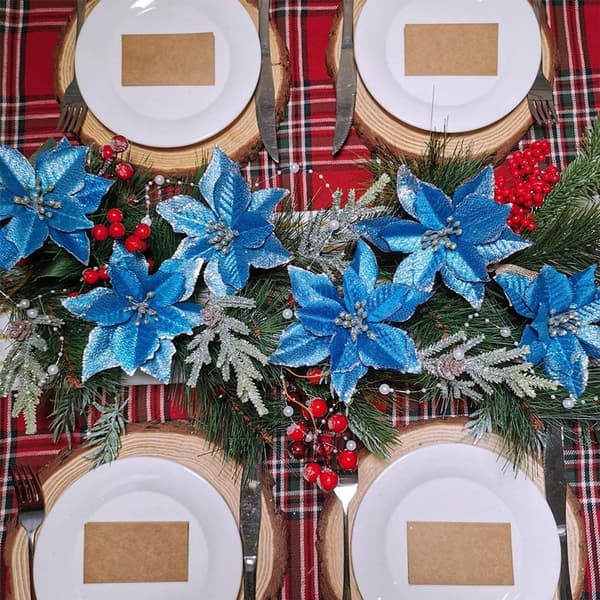 Julstjärnedekorationer, 12-pack, blå KLB