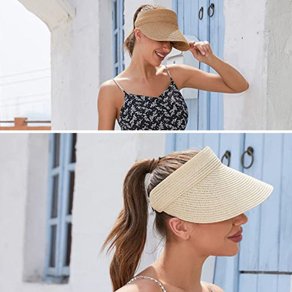 Solhatte til kvinder, skyggehatte til kvinder, strandhatte til kvinder, pink