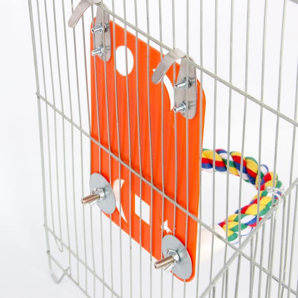 Rustfrit stålfuglestand, papegøjesving burlegetøj fuglebomuldsrebholder til Amazon grå papegøje Conure Orange