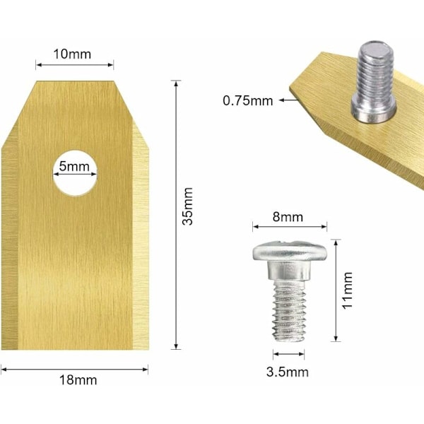 45 kappaletta titaaniruoholeikkurin teriä, robottiruohonleikkurin terä Husqvarnille/Automowerille/Yardforcelle/Gardenalle ruuveilla, terät KLB