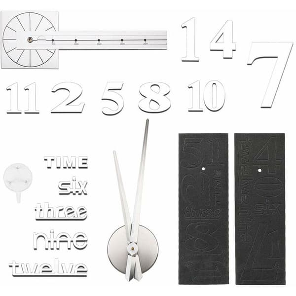 DIY väggklocka, 3D DIY stum väggklocka, stor 3D väggklocka, modern design, akryl väggklocka för kontor, vardagsrum, sovrum - Silver KLB