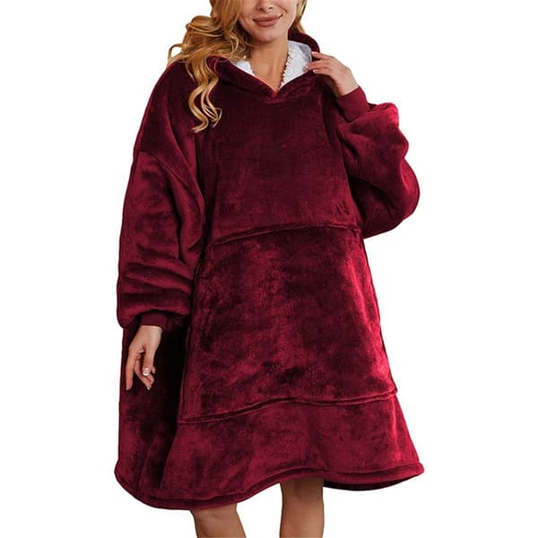 Oversized genser teppe unisex hette teppe bærbart koselig teppe med ermer og T KLB