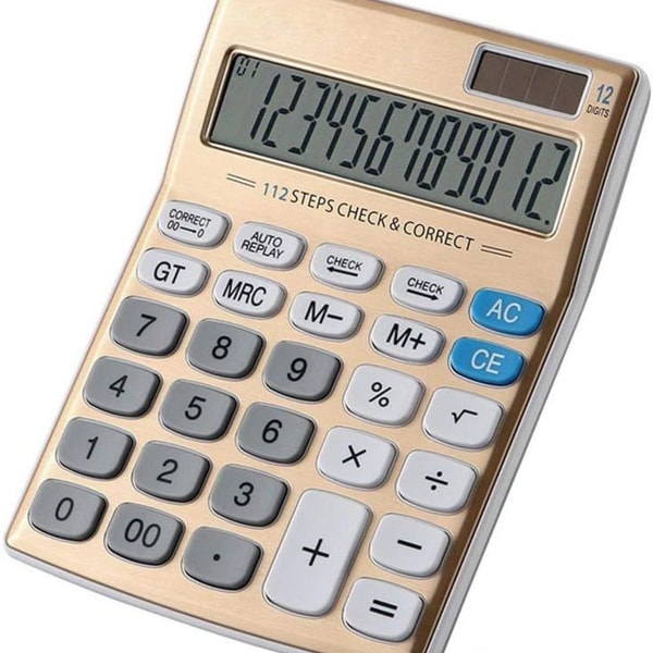 Standard lommeregnerfunktioner, solbatteri, dobbelt strømforsyning,