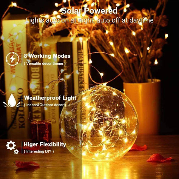 Solcellsbelysning för jul utomhus, BrizLabs 24M 240 LED varmvit KLB