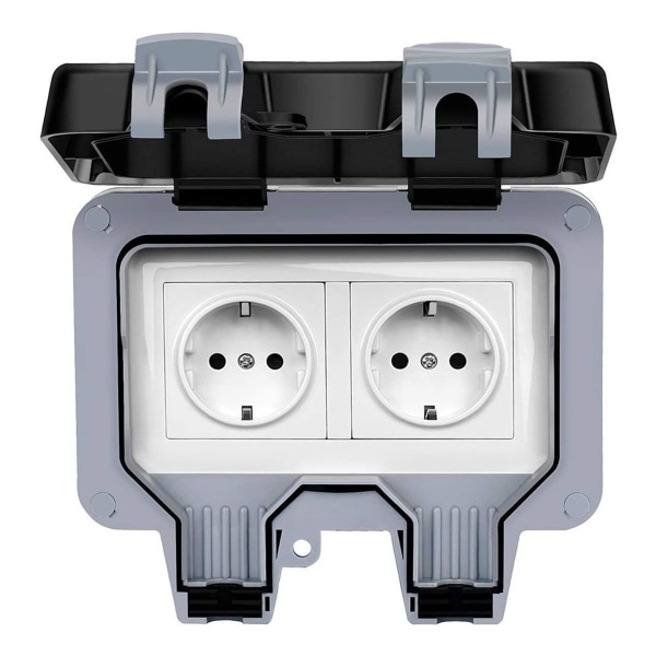 Outdoor socket with lid - all in one frame + flush-mounted insert + KLB