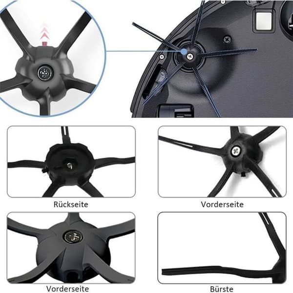Tilbehør til Roborock S7, reservedeler til Roborock S7, 2 hovedbørster, 4 luftfiltre, 4