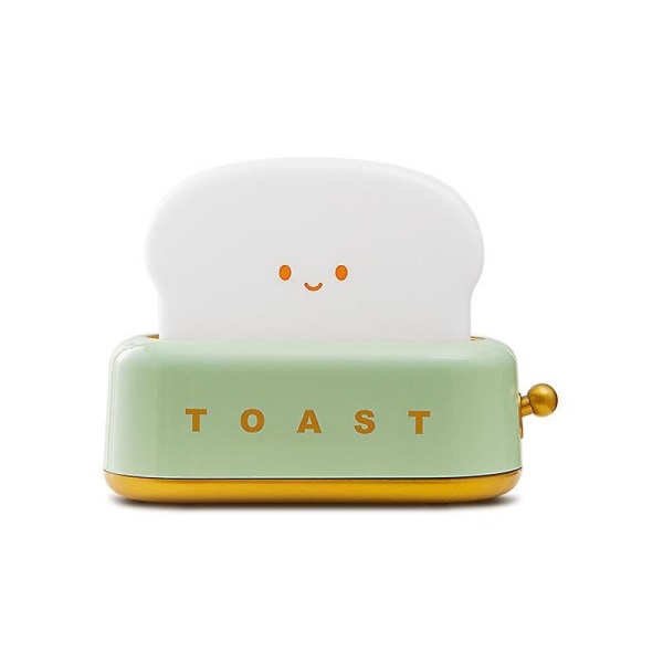 1 stk Kreativ Toast Nattlys, LED Brødmaskin Nattlys, USB-lading, Dimming Soverom Sengelampe Grønn